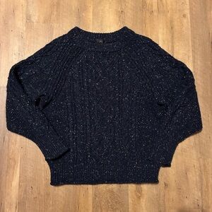 J. Crew Donegal Navy Speckled Cable Pullover Sweater